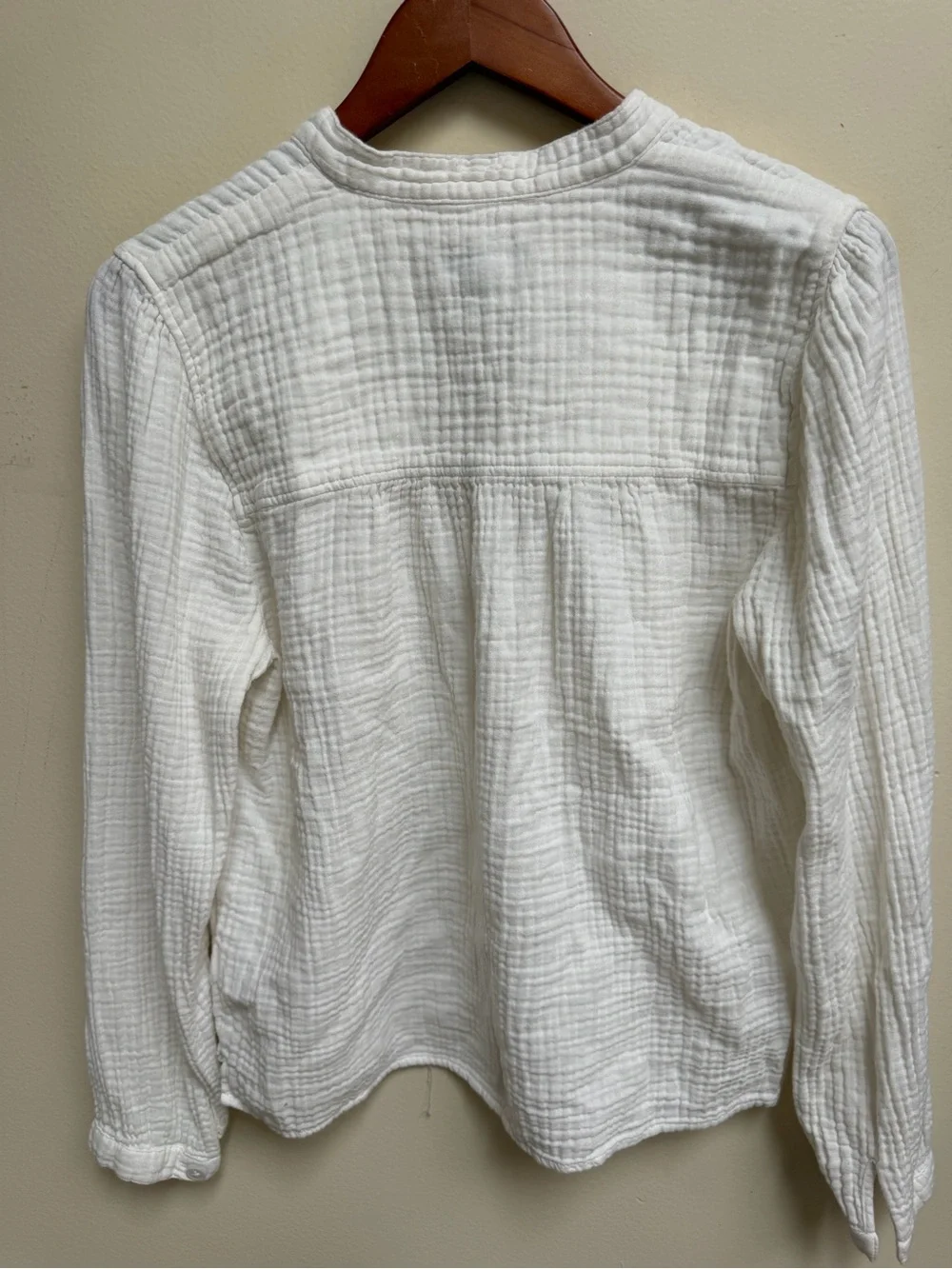 J. Crew Cream Button-Neck Gauze Blouse